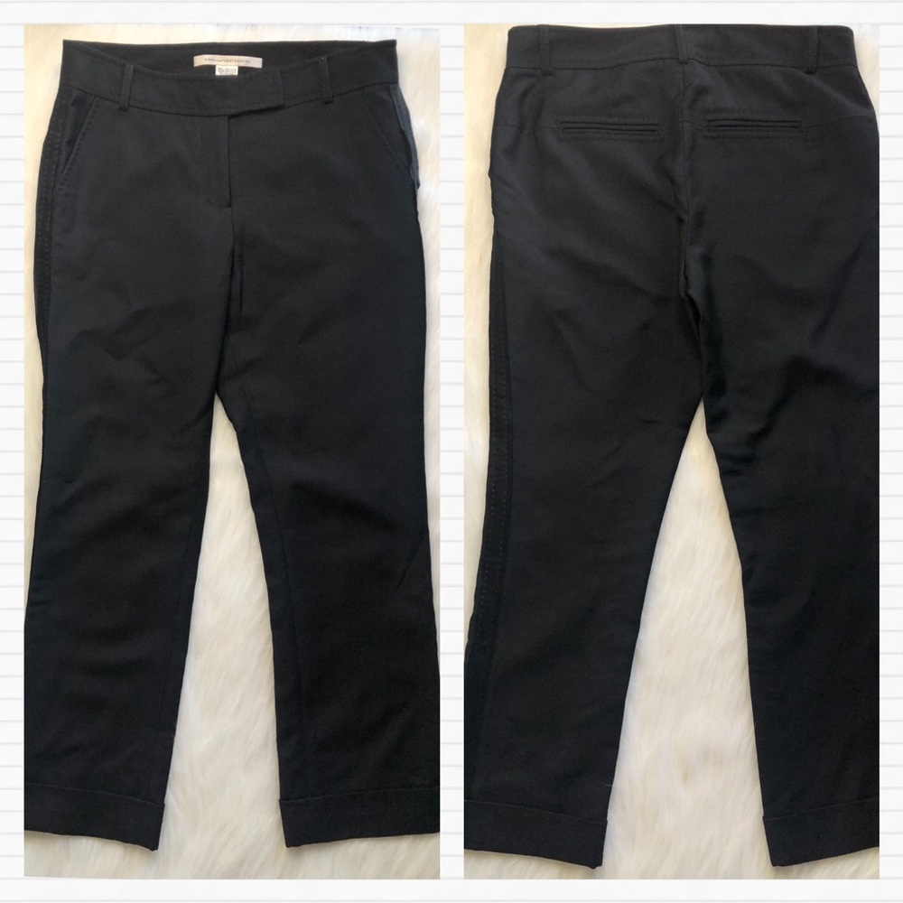 Diane Von Furstenberg Classic Black Wool and Side Ribbon Cropped Ankle Pants - Picture 7 of 12